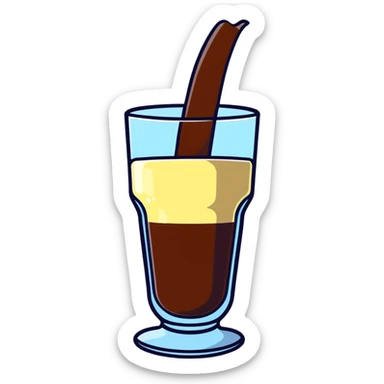 Glass of milk with Nesquik chocolate powder being mixed in sticker