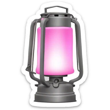 Realistic camping pink and gray lit camping lantern lisolated. sticker