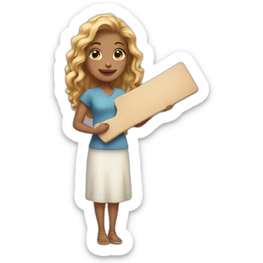 a cute women holding a board sticker
