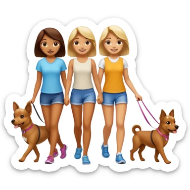 Three girls on a hot girl walk with two dogs sticker