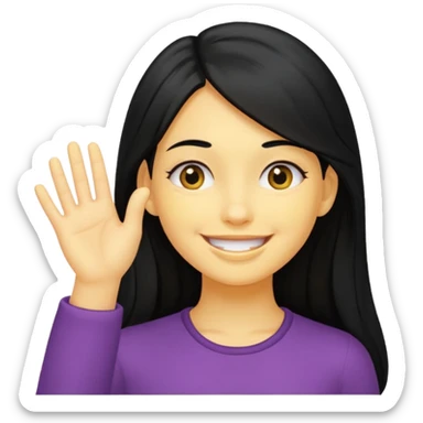 yellow smiling face girl with one hand flat under chin sticker