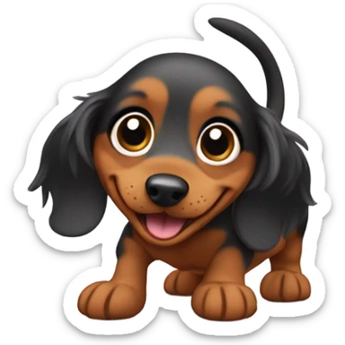 A long haired weenie dog happy peeing sticker