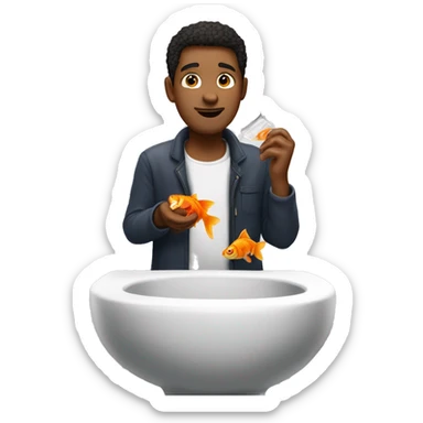 a guy eating goldfish  he gets a call and he needs to go meet skibidi toliet to help him go back to normal sticker