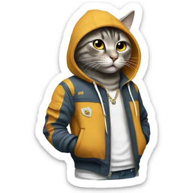 cat wearing a streetwear fashion sticker