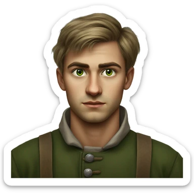 25 year old green eyed peasant during the 1917 revolution in russia photorealistic serious sticker