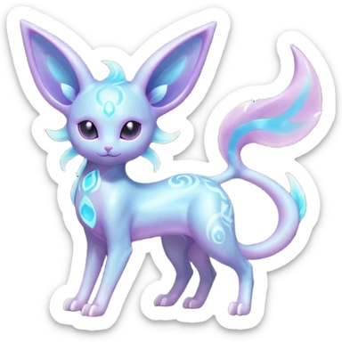 Shiny iridescent Bioluminescent Glowing Espeon-Lumineon-Skitty-Amaura-Dragonair-Fakémon-hybrid-creature (full body)  sticker