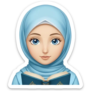 Turkish blonde diamond design Hijabi girl with blue eyes and beautiful finish reading quran sticker