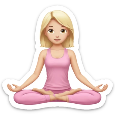Yoga Blonde Girl With Light Pink Clothes n sticker
