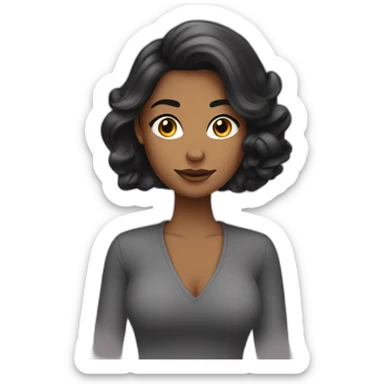 MUJER CON CABELLO NEGRO ONDEADO LARGO CON LOOK DE BOSS GIRL sticker