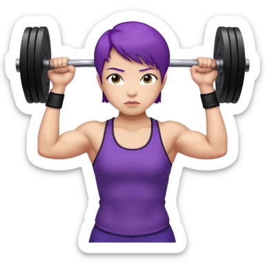 muscularweight lifting female short purple hair asian sticker