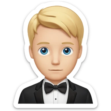 🤵🏼bu emojide sadece saç rengi altın sarı, göz rengini mavi yap ve Smokinli olsun sticker