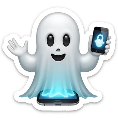 Mobile phone ghost cute  sticker