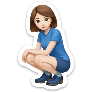  brown haired woman crouching sticker