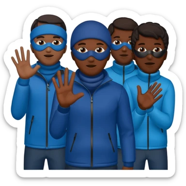 Group of African American men with ski masks covering their face all holding their hands out sticker
