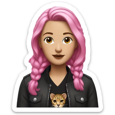A WHITE GIRL WITH BLACK AND PINK HAIR AND A JACKET OF LEOPARD AND BLACK SHIRT  sticker