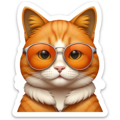 stylish orange cat, sunglasses, chill attitude sticker
