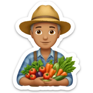 farmer man holding vegetables sticker