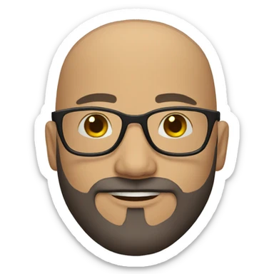 bald man with a beard and glasses sticker