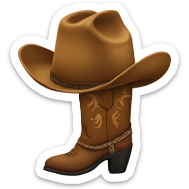Cowboy boot with face sticker