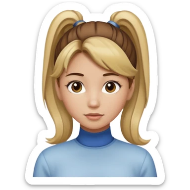 a brown haired girl with blonde highlights in a high ponytail but make her really pretty sticker