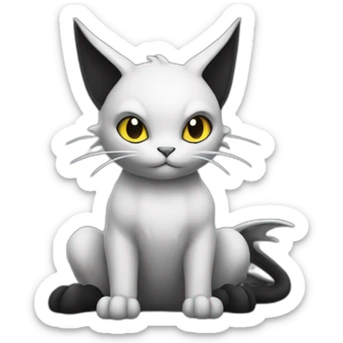 Sitting-Black-and-White-face-cat-dragon-type-pokemon sticker