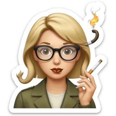 can you create a sneaky bitch SNAKE with big glasses smoking a cigarrette? the SNAKE needs to have dirty blonde hair sticker