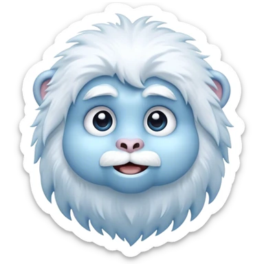 Cinematic Cute Yeti Portrait Emoji, with a charming, small, fluffy form in soft snowy whites and cool blues, featuring big, innocent eyes and a shy, gentle smile, simplified yet irresistibly endearing, highly detailed with a soft glowing outline that captures the whimsical charm of a friendly yeti ready for a cuddle! sticker