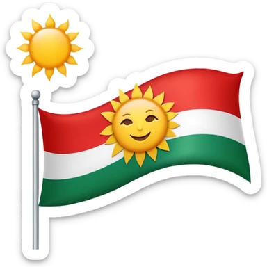 Creat a flag emoji with red on the top and white in the middle then green in the bottom with a sun in the middle of the flag  sticker