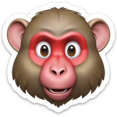 Cinematic Realistic Cute Baboon Portrait Emoji, Head tilted playfully and inquisitively, featuring a compact, sturdy build with a distinctly textured, expressive face characterized by bright, curious eyes and a subtly softened snout, rendered with realistic earthy detail and natural highlights, high shine, affectionate and spirited, styled with a touch of jungle whimsy, soft glowing outline, capturing the essence of a mischievous yet endearing baboon that appears ready to leap playfully out of the screen! sticker