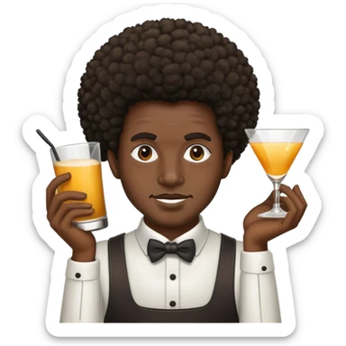 Afro Bartender with stupid face sticker