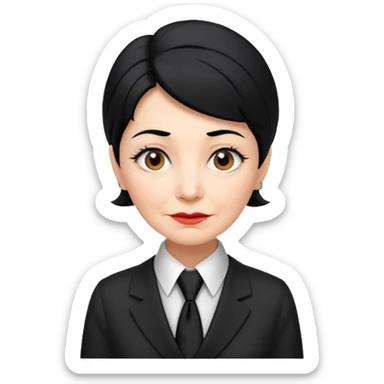 old women with Necktie. different hair style, black hair. sticker