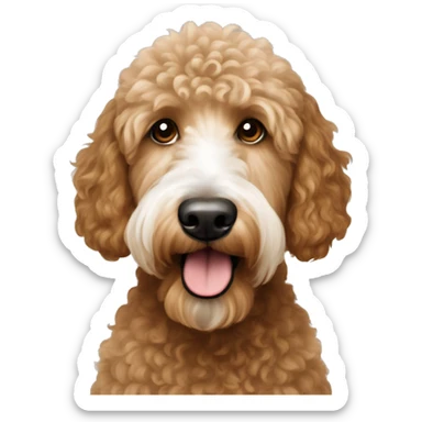 brown standard goldendoodle and white miniature poodle sticker