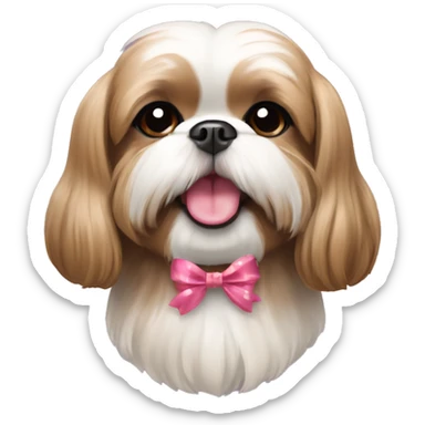 light brown shihtzu with a bow in her head smiling sticker