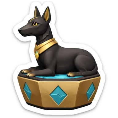  Soothing black fur Anubis tiny statuette puppy badly-cracked irregular-dodecagon bonsai pot  sticker