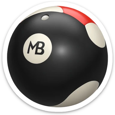Pool ball back ball with the “MB” written on it. sticker