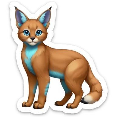Colorful tropical blue exotic cute cool beautiful shiny beautiful fantasy-caracal-Cacomistle-Trico-oncilla-animal-Fakémon-hybrid-fursona (full body) sticker