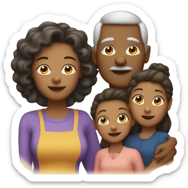 Family two grandparents, aunt, mom, dad, 3 daughters sticker