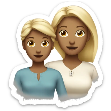 Blonde mom with her brown-haired adult daughter sticker