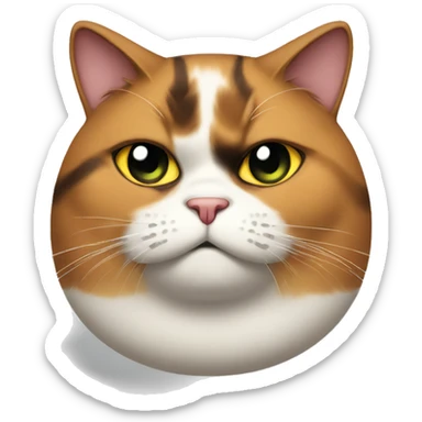 Fat Calico cat with angry eyebrows  sticker