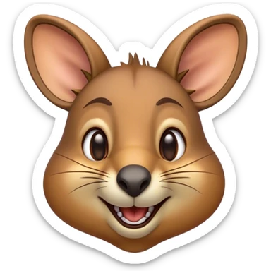 Cinematic Comical Wallaby Portrait Emoji, Head tilted dramatically with an exaggeratedly amused expression, featuring a striking tan and brown fur with wide, expressive eyes filled with playful disbelief, Simplified yet hilariously expressive features, highly detailed, glowing with a slightly sassy glow, high shine, dramatic yet playful, stylized with an air of cheeky outback mischief, bright and endearing, soft glowing outline, capturing the essence of a spirited and over‐the‐top wallaby, so meme‐worthy it feels like it could bounce its way into internet fame instantly! sticker