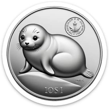 Make a coin engraved cute seal  whole body and coin price goes up sticker