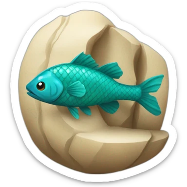 un poisson serpent sous une grosse pierre sticker