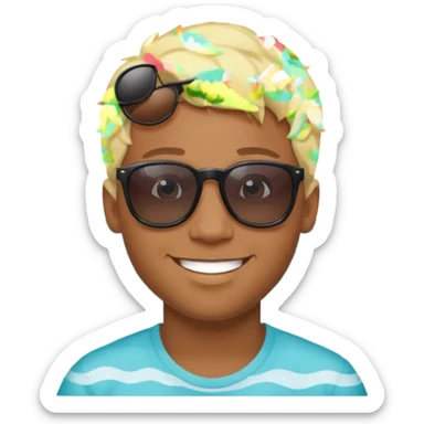 Black man hair smiling with blonde in love at ocean  sticker