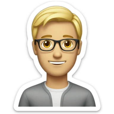 Blonde guy with glasses chatting sticker