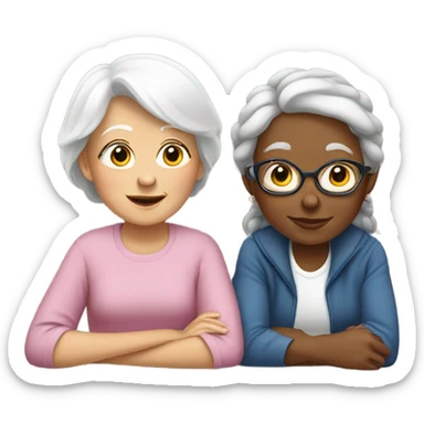 White grandmother and teenage granddaughter  sticker