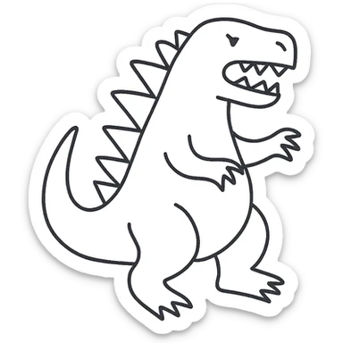 Godzilla hand drawn outlined icon sketchy lines no fill sticker