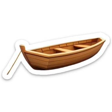 A 3D cartoon small boat floating on estuary water, with nearby reeds and horizon in view, bright lighting, photo frame, Memoji-style. sticker