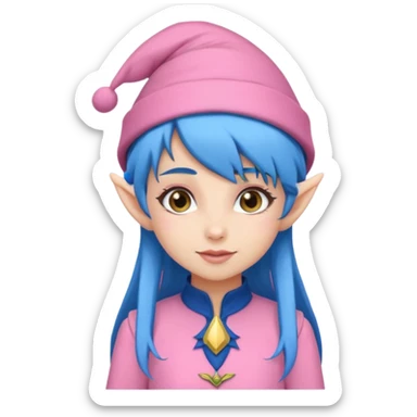 scouts girl elf in pink uniform and hat and blue hair sticker