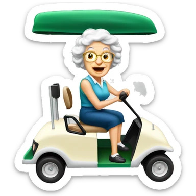 Old read head lady golf cart sticker
