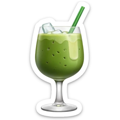 Iced Matcha latte in a wine glass sticker